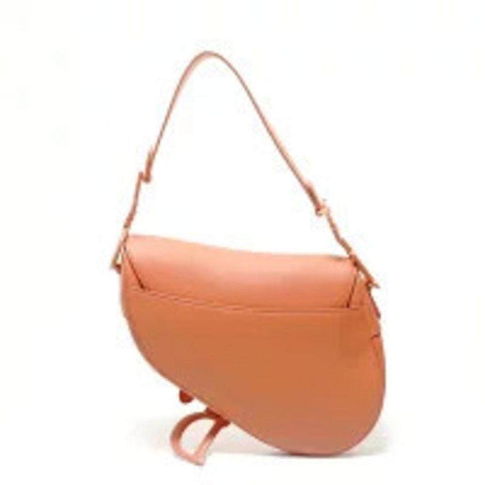 Christian Dior Leather Saddle Bag Shoulder Orange